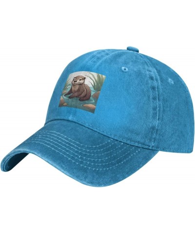 Black Cute Otter Prints Adult Classic Denim hat : Comfortable, Light Unisex Suitable for Outdoor Sports Travel Blue $14.25 Co...