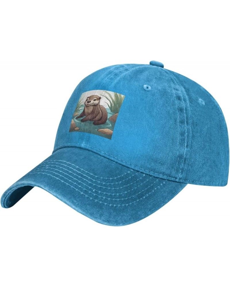 Black Cute Otter Prints Adult Classic Denim hat : Comfortable, Light Unisex Suitable for Outdoor Sports Travel Blue $14.25 Co...