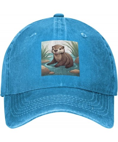 Black Cute Otter Prints Adult Classic Denim hat : Comfortable, Light Unisex Suitable for Outdoor Sports Travel Blue $14.25 Co...