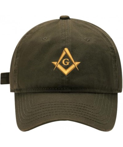 Mens Baseball Caps Masonic Lodge Embroidered Adjustable Washed Cotton Dad Hat Green $11.73 Baseball Caps