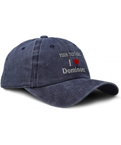 Custom Soft Washed Baseball Cap I (Love) Dominoes Red Heart Hobbies Lovers Navy Personalized Text Here $12.18 Baseball Caps