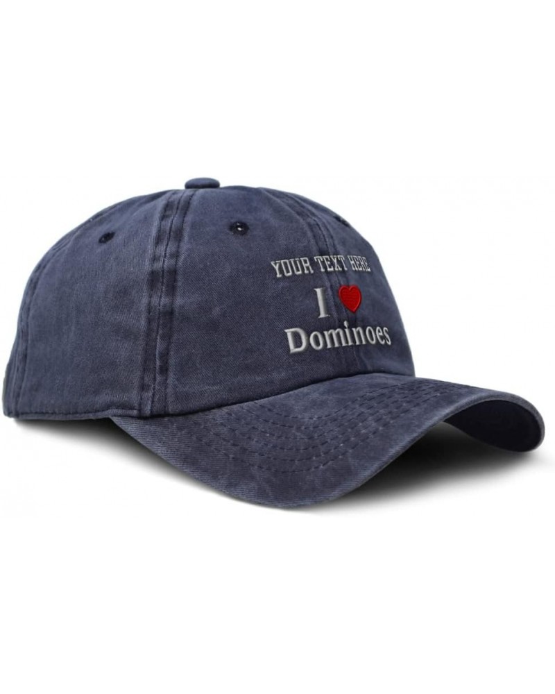 Custom Soft Washed Baseball Cap I (Love) Dominoes Red Heart Hobbies Lovers Navy Personalized Text Here $12.18 Baseball Caps