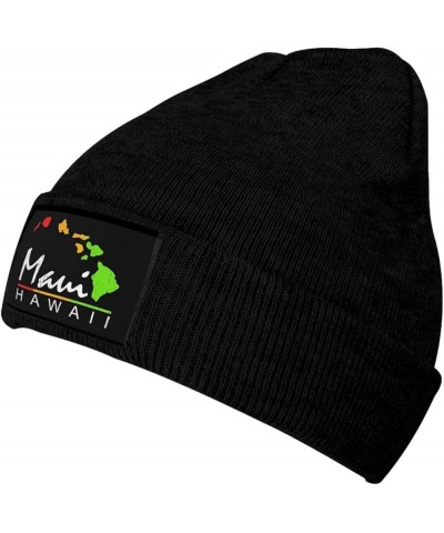 Maui Hawaiian Islands Knit Cap Unisex Winter Warm Knitted Hat Black Black $15.56 Skullies & Beanies