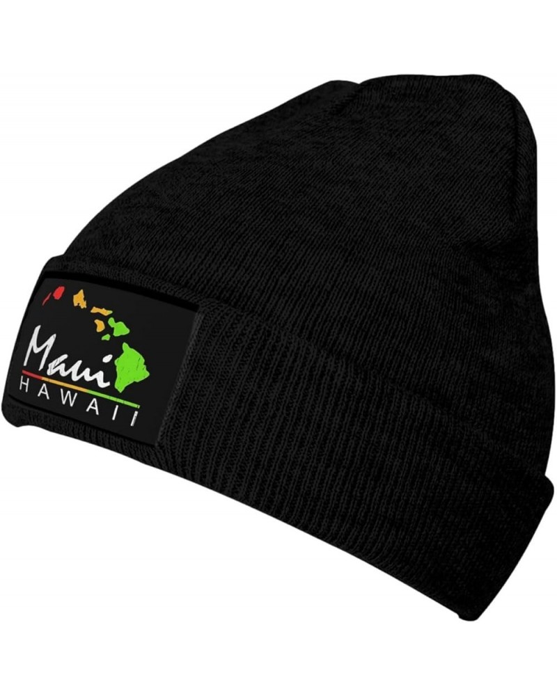 Maui Hawaiian Islands Knit Cap Unisex Winter Warm Knitted Hat Black Black $15.56 Skullies & Beanies