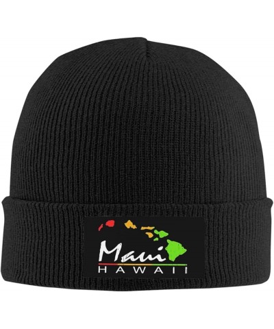 Maui Hawaiian Islands Knit Cap Unisex Winter Warm Knitted Hat Black Black $15.56 Skullies & Beanies