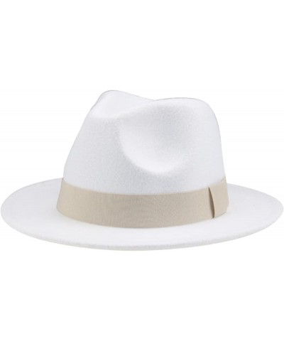 Fedora Hat Soft Trilby Trendy Panama Hats Lightweight Wide Brim Hat with Solid Color Band for Men Women Kids Beige1 $12.00 Fe...