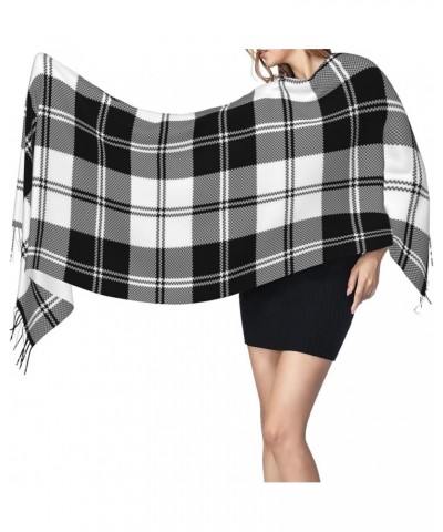 Black Plaid Cashmere Fringe Scarf Autumn And Winter Scarves The Most Soft Classic 6 $14.83 Scarves