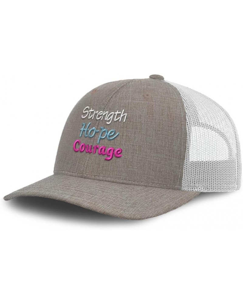 Trucker Hat Baseball Cap Strength Hope Courage Cotton Dad Hats for Men & Women Heather Khaki White $13.51 Baseball Caps