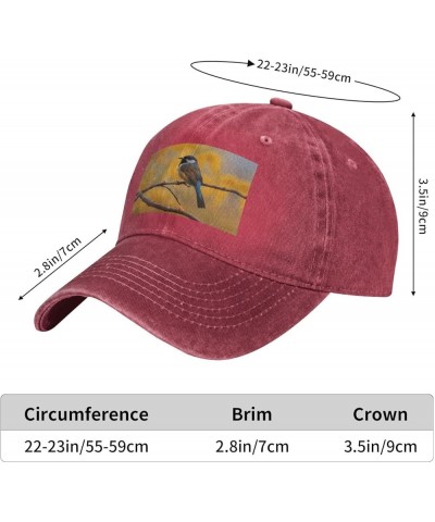 Black Birds Autumn Prints Adult Classic Denim hat : Comfortable, Light Unisex Suitable for Outdoor Sports Travel Red $14.76 C...