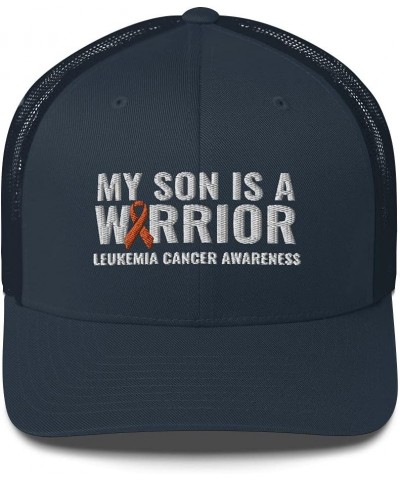 My Son is A Warrior Leukemia Blood Cancer Awareness Trucker Cap Mesh Adjustable Navy $20.33 Baseball Caps