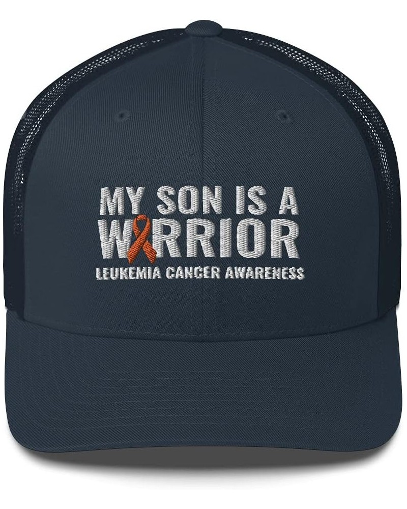 My Son is A Warrior Leukemia Blood Cancer Awareness Trucker Cap Mesh Adjustable Navy $20.33 Baseball Caps