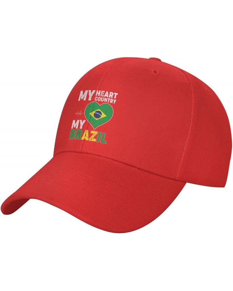 Adjustable My Heart My Country My Brazil Baseball Cap Women Men Hat Truck Driver Baseball Caps Sun Hats Red $11.74 Baseball Caps