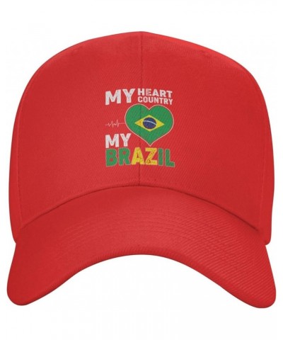 Adjustable My Heart My Country My Brazil Baseball Cap Women Men Hat Truck Driver Baseball Caps Sun Hats Red $11.74 Baseball Caps