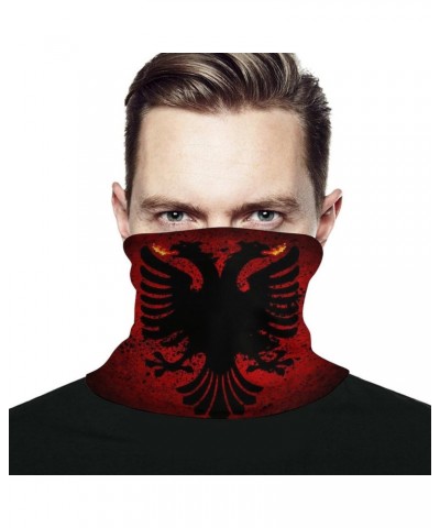 Albania Flag Windproof Neck Gaiter Summer Sun Protection Face Cover Multiple Ways Wear Elastic Bandana Scarf $9.66 Scarves