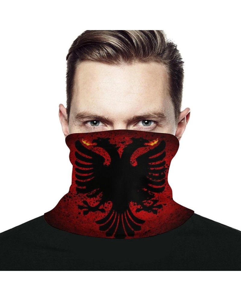 Albania Flag Windproof Neck Gaiter Summer Sun Protection Face Cover Multiple Ways Wear Elastic Bandana Scarf $9.66 Scarves