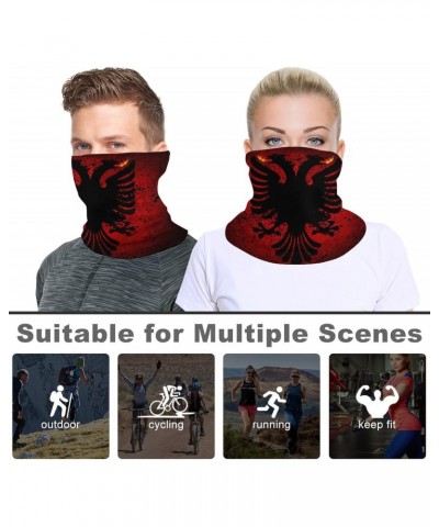 Albania Flag Windproof Neck Gaiter Summer Sun Protection Face Cover Multiple Ways Wear Elastic Bandana Scarf $9.66 Scarves