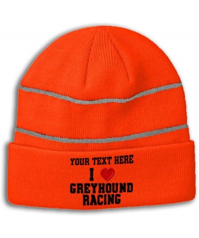 Custom Reflective Beanie I (Love) Greyhound Racing Red Heart Sports Lovers High Visibility Running Gear for Men & Women Neon ...