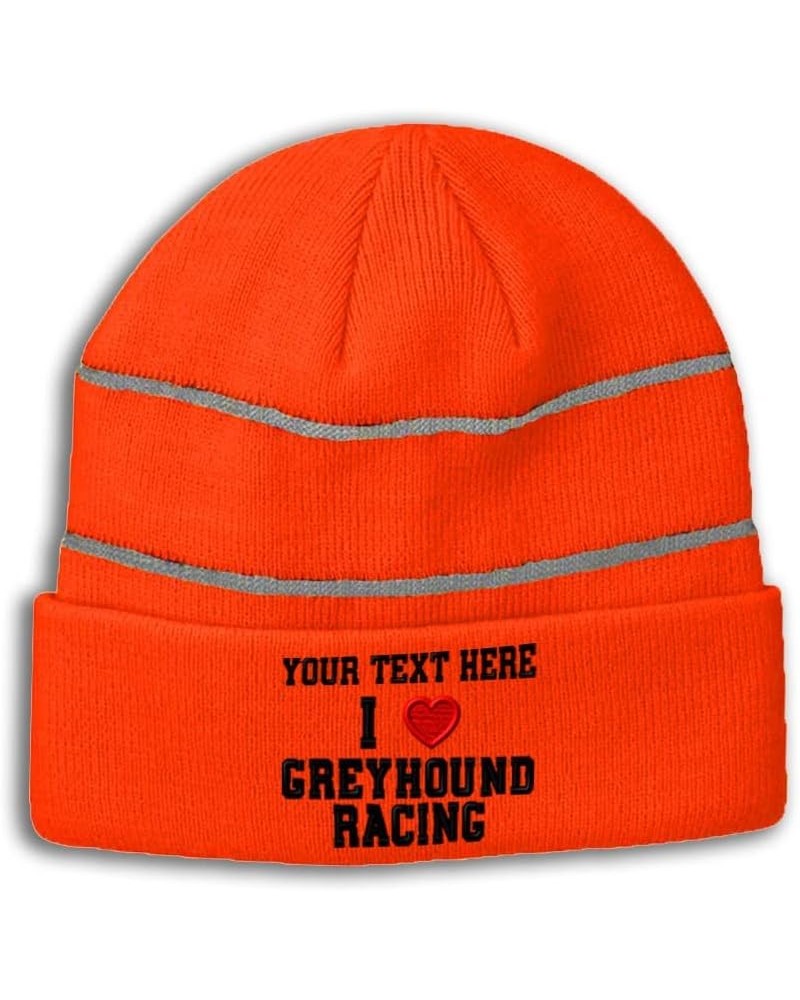 Custom Reflective Beanie I (Love) Greyhound Racing Red Heart Sports Lovers High Visibility Running Gear for Men & Women Neon ...