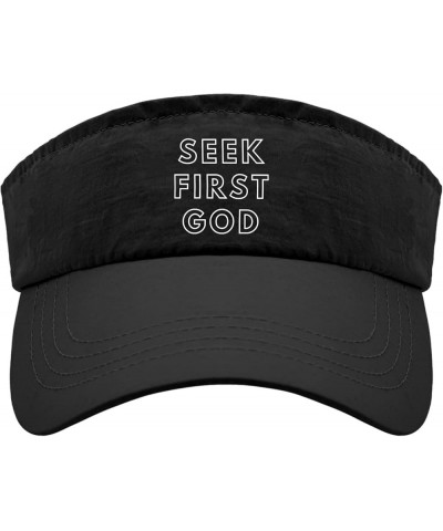 Seek First God Caps Visor Hats for Women Sun Visor Trendy Visor Sun Hat Allblack $10.58 Sun Hats