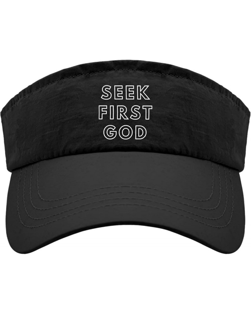 Seek First God Caps Visor Hats for Women Sun Visor Trendy Visor Sun Hat Allblack $10.58 Sun Hats