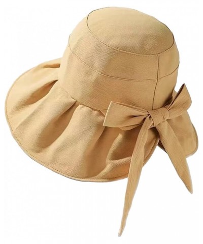 Beach Hats for Women Bow Casual Solid 2023 Wide Brim Foldable Uv Protection Floppy Garden Sun Hats Sun Hat Women Yellow $11.2...