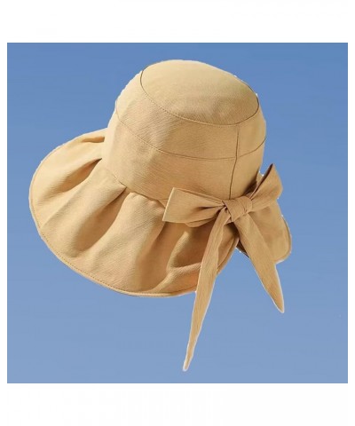 Beach Hats for Women Bow Casual Solid 2023 Wide Brim Foldable Uv Protection Floppy Garden Sun Hats Sun Hat Women Yellow $11.2...