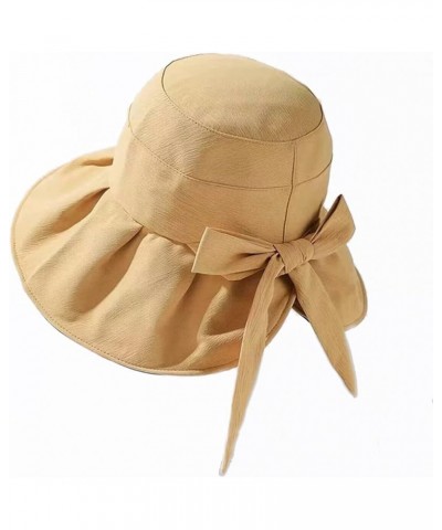 Beach Hats for Women Bow Casual Solid 2023 Wide Brim Foldable Uv Protection Floppy Garden Sun Hats Sun Hat Women Yellow $11.2...