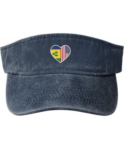 I Love America and Saint Vincent and The Grenadines Sun Visor Hats for Women Men Adjustable Sports Sun Hats Cotton Golf Cap N...