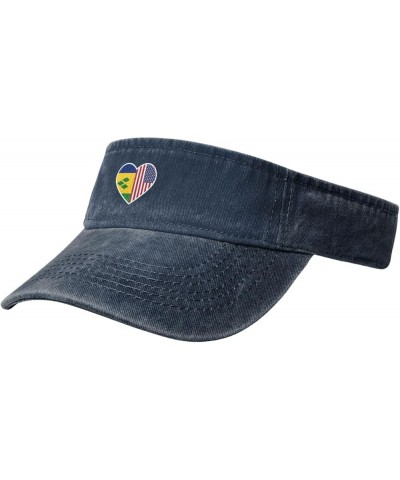 I Love America and Saint Vincent and The Grenadines Sun Visor Hats for Women Men Adjustable Sports Sun Hats Cotton Golf Cap N...