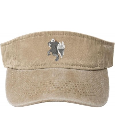 Fierce Panda Sun Visor Hats for Women Men Sun Hat Cotton Golf Hat Vintage Baseball Cap Natural $10.84 Visors