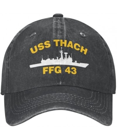 USS Thach FFG 43 Flag Baseball Caps Denim Hats Cowboy Knit hat Fisherman's hat Black $16.07 Baseball Caps