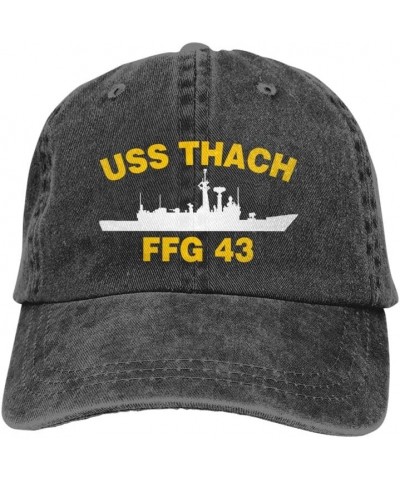 USS Thach FFG 43 Flag Baseball Caps Denim Hats Cowboy Knit hat Fisherman's hat Black $16.07 Baseball Caps