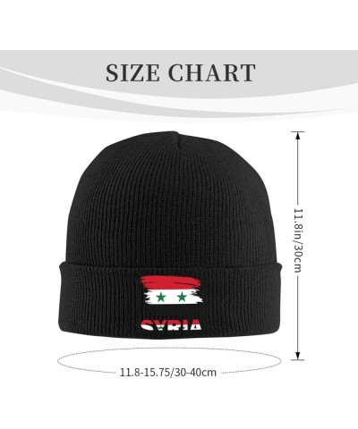 Vintage Syria Flag Winter Warm Knit Hat - Soft Beanie Cap Black Black $12.27 Skullies & Beanies