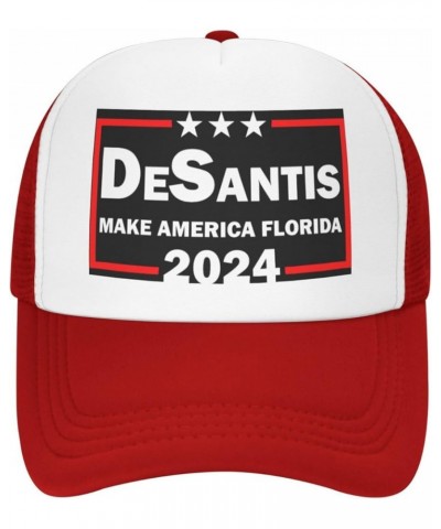 Ron Desantis 2024 Make America Florida Trucker Hat Men Mesh Baseball Cap Baseball Hats Women Sun Hat Dad Cap Black Red $10.19...