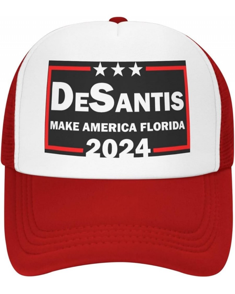 Ron Desantis 2024 Make America Florida Trucker Hat Men Mesh Baseball Cap Baseball Hats Women Sun Hat Dad Cap Black Red $10.19...