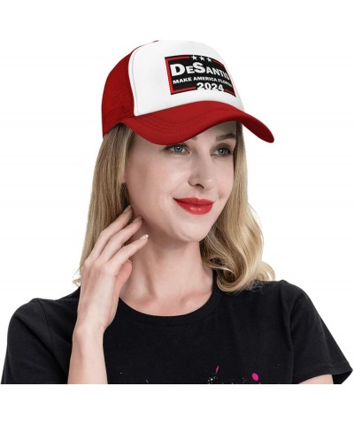 Ron Desantis 2024 Make America Florida Trucker Hat Men Mesh Baseball Cap Baseball Hats Women Sun Hat Dad Cap Black Red $10.19...