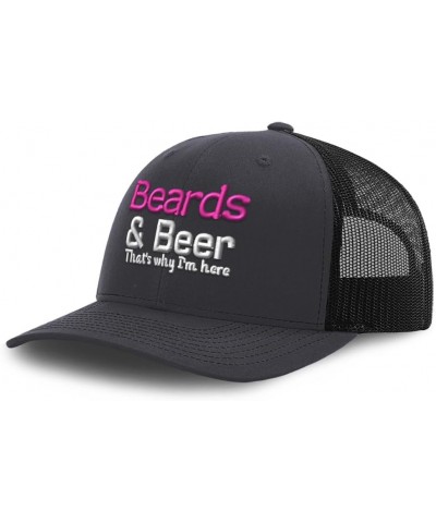 Trucker Baseball Cap Beards & Beer That's Why I'm Here Cotton Dad Hats for Men & Women Dark Grey Black $13.23 Baseball Caps