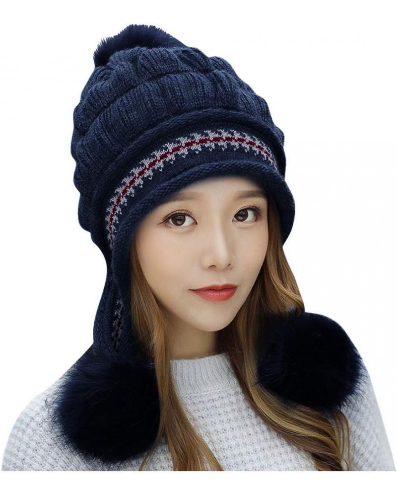 Fashion Womens Flower Knit Crochet Hat Winter Warm Cap Beret for Men French Navy-b $12.20 Skullies & Beanies