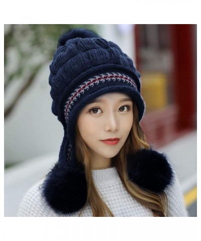 Fashion Womens Flower Knit Crochet Hat Winter Warm Cap Beret for Men French Navy-b $12.20 Skullies & Beanies