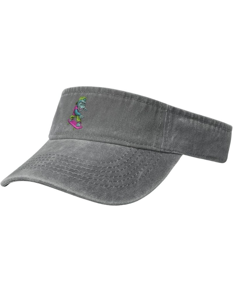 Monkey Skateboard Sun Visor Hats for Women Men Adjustable Sports Sun Hats Golf Cap Gray $9.86 Visors