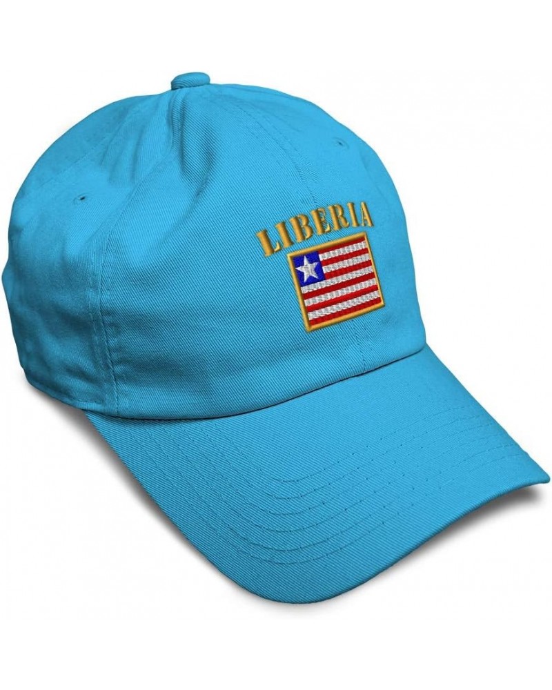 Soft Baseball Cap Liberia Flag Embroidery Flags World Cup Soccer Cotton Embroidered Dad Hats for Men & Women Aqua Design Only...