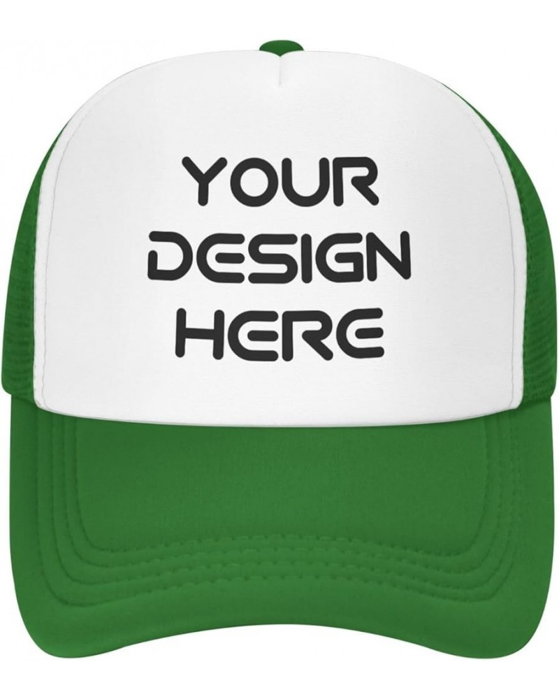 Custom Hat Your Design Here Add Your Name Text Logo Customized Made Trucker Hats Green $7.35 Baseball Caps