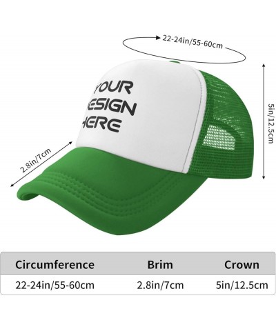 Custom Hat Your Design Here Add Your Name Text Logo Customized Made Trucker Hats Green $7.35 Baseball Caps