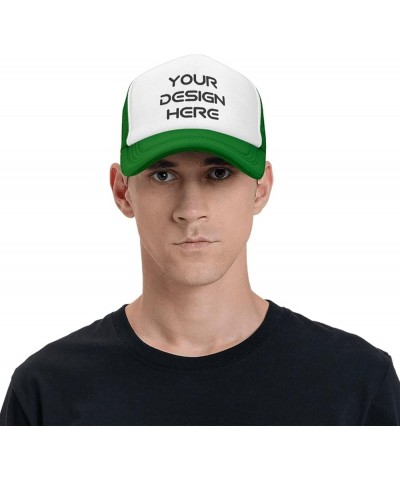 Custom Hat Your Design Here Add Your Name Text Logo Customized Made Trucker Hats Green $7.35 Baseball Caps