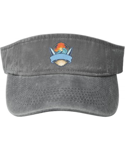 Surfboard in Front of The Sunset Sun Visor Hats for Women Men Sun Hat Vintage Golf Hat Adjustable Baseball Cap Gray $13.37 Vi...