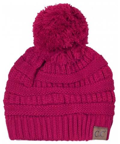 Exclusive University College School Team Color Pom Pom Skully Beanie Hat Cap Solid Hot Pink $13.50 Skullies & Beanies