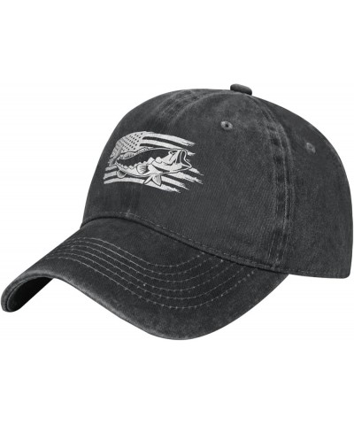 Fishing American Flag Baseball Hat Adjustable Classic Vintage Distressed Denim Baseball Cap for Men Women Black Black $13.43 ...