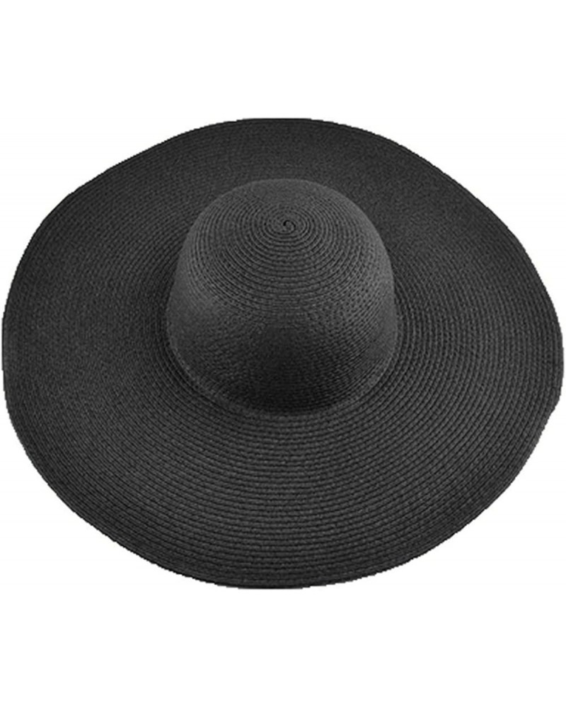 Womens Big Bowknot Straw Hat Large Floppy Foldable Roll up Beach Cap Sun Hat Summer UV Protection Beach Cap F774_black $10.25...