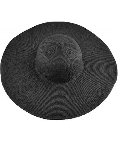 Womens Big Bowknot Straw Hat Large Floppy Foldable Roll up Beach Cap Sun Hat Summer UV Protection Beach Cap F774_black $10.25...