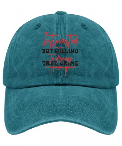 Introverted But Willing to Discuss True Crime Cap Running Cap Pigment Black Hat for Men Gifts for Her Cyan Blue $10.43 Sun Hats